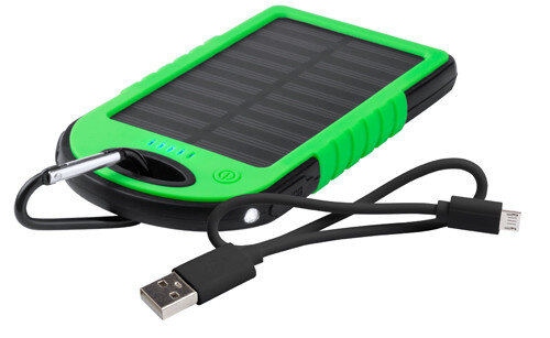 USB Power bank met zonne energie lader Lenard incl. bedrukken