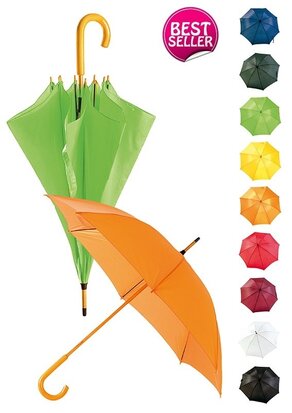 Paraplu met gebogen houten steel en handvat polyester 190T incl. bedrukken