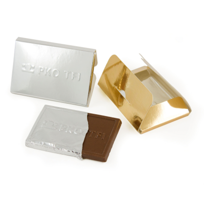 Creditcard chocolade tablet met embossing sample