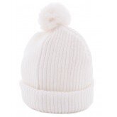 Gebreide beany muts met pompoen in wit en zwart sample