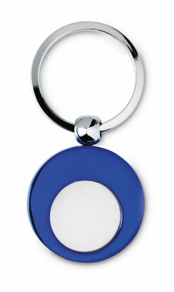 Sleutelhanger met munt in blauw en zilver sample