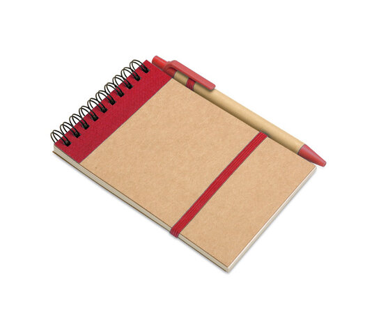notitieblok met pen rood
