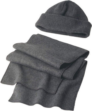 Muts en sjaal van fleece grijs onbedrukt 8163