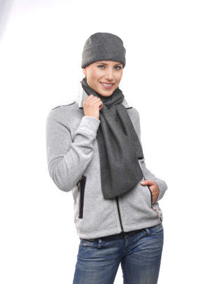 Muts en sjaal van fleece grijs 1 kleur tr 8159