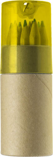Koker met 12 potloden geel Full colour 6727