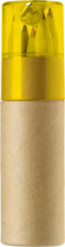 Koker met 6 potloden geel onbedrukt 6732