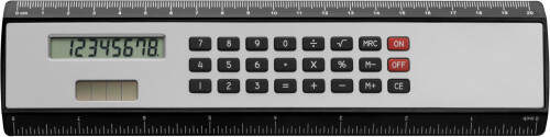liniaal (20 cm) met ingeb solar calculator. zilver 3 kleuren tp 7116