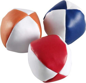 Set van 3 gekleurde jongleerballen in witte pouch. bedrukken