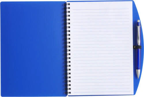 Notitieboekje (A5), incl. balpen. wit 3 kleuren tp 8431