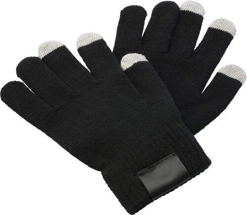 Touchscreen handschoenen zwart onbedrukt 12619