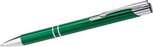 Aluminium balpen met hoogglans groen 2 kleuren tp 604