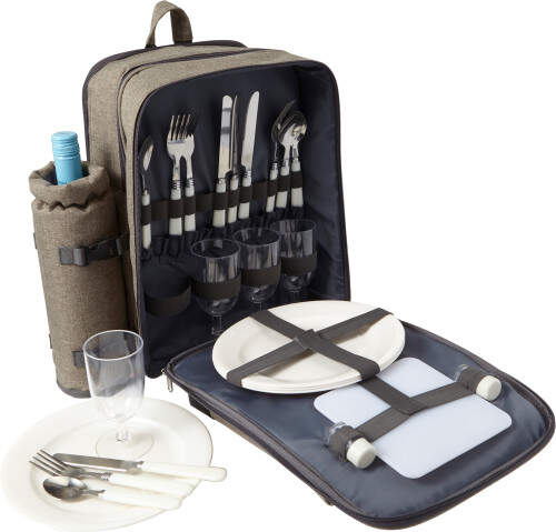 Picknick koelrugzak, 4 personen lichtgrijs 2 kleuren tr 9283