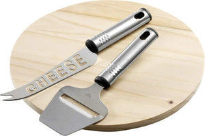 Houten kaasplank met kaasschaaf en mes bedrukken