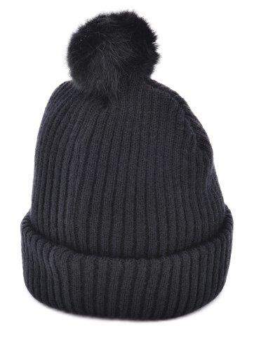 Gebreide beany muts met pompoen in wit en zwart bedrukken