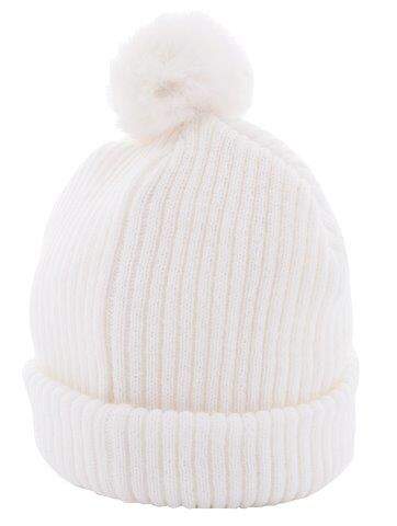 Gebreide beany muts met pompoen in wit en zwart zwart onbedrukt 4263