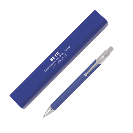 BONAIRE doosje met 1 balpen donkerblauw 2 kleuren 1702
