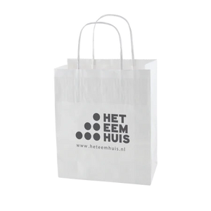 Papieren tas wit en bruin M wit 2 kleuren 9070