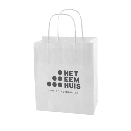 Papieren tas wit en bruin M wit 2 kleuren 9070
