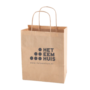 Papieren tas wit en bruin M wit onbedrukt 9071