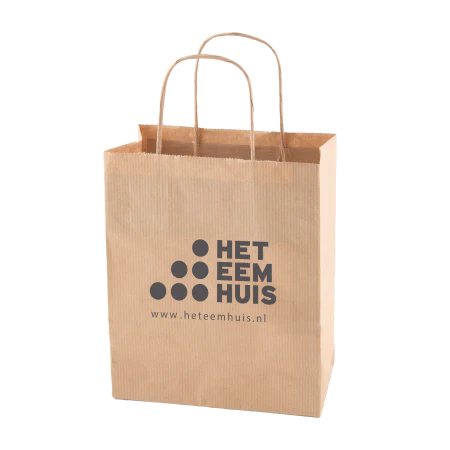 Papieren tas wit en bruin M wit onbedrukt 9071