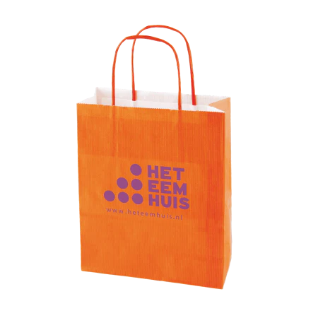 Papieren tas gekleurd M donkergroen 2 kleuren 9003