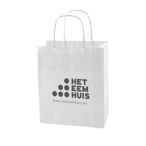 Papieren tas L wit en bruin wit 2 kleuren 9041