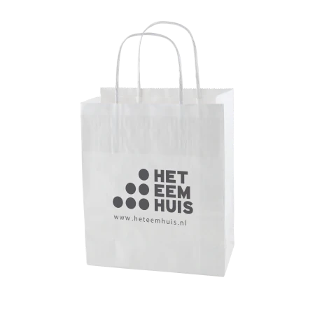 Papieren tas L wit en bruin wit 2 kleuren 9041