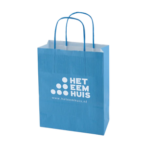Papieren tas L gekleurd lichtblauw 2 kleuren 9032