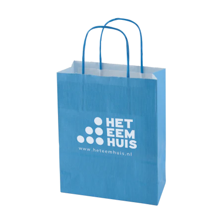 Papieren tas L gekleurd lichtblauw 2 kleuren 9032
