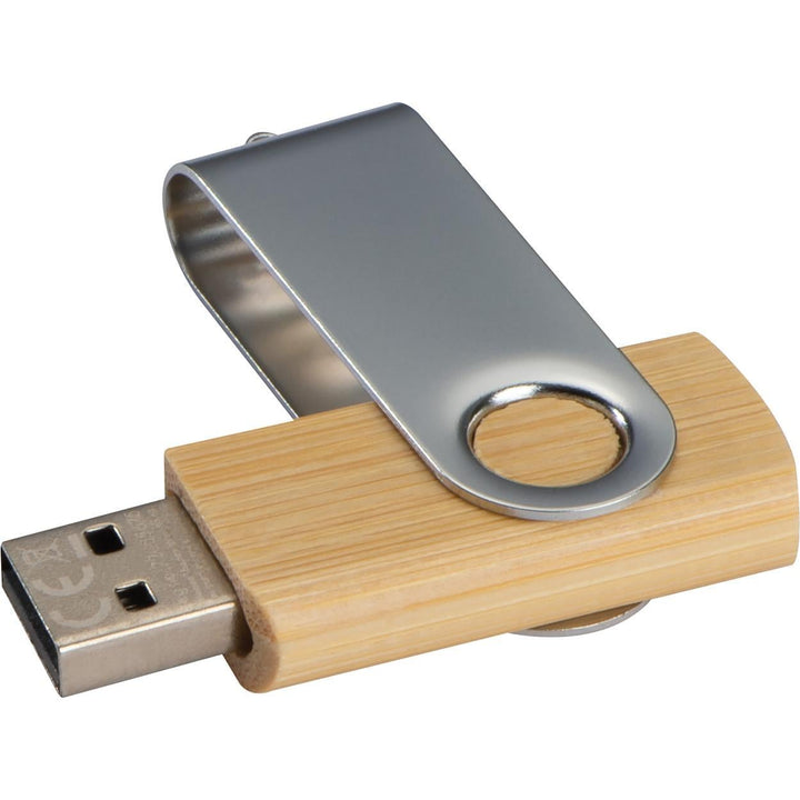 USB-stick twist van hout, middel bedrukken