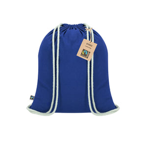 Trekkoordtas Dykes Fairtrade blauw onbedrukt