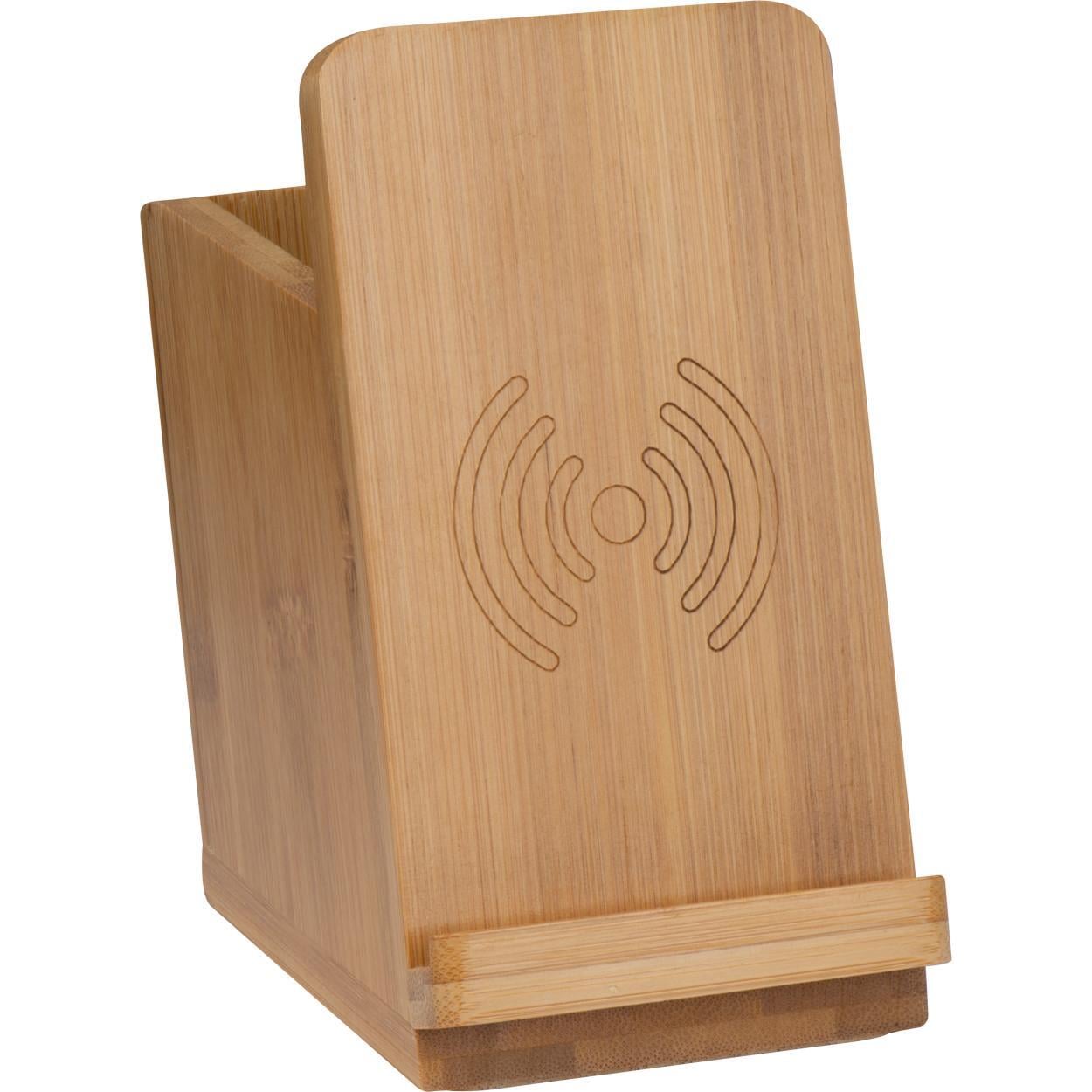 Pennenhouder van bamboe met wireless charger 9256