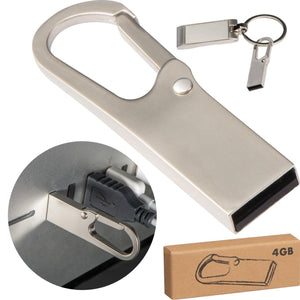 Metalen USB-stick met karabijnhaak, 4GB bedrukken