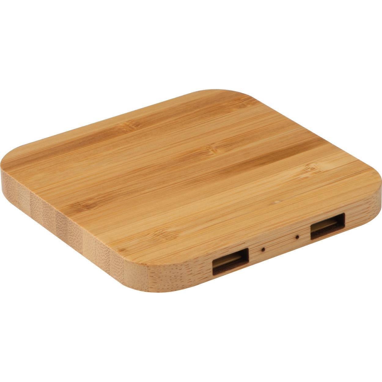 Wireless charger van bamboe met 2 USB-Hubs sample