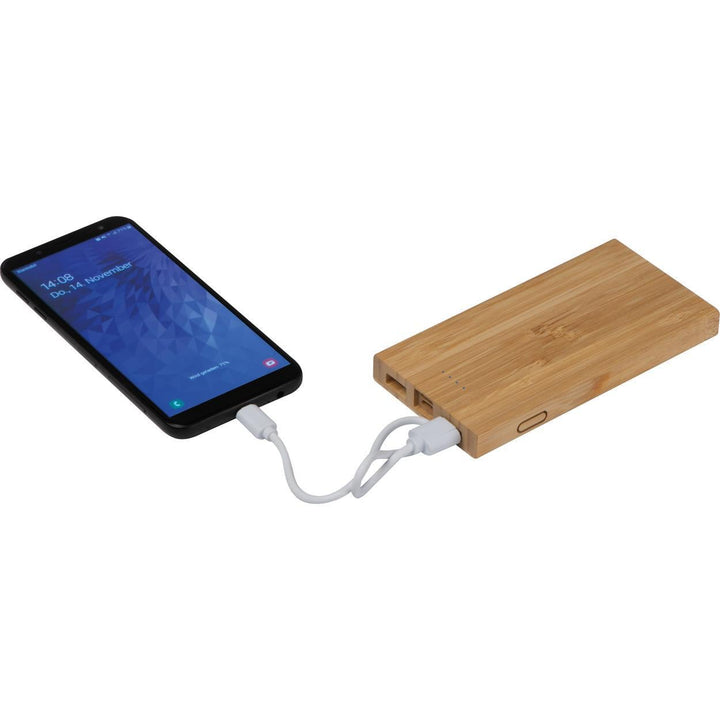 Powerbank van bamboe bedrukken