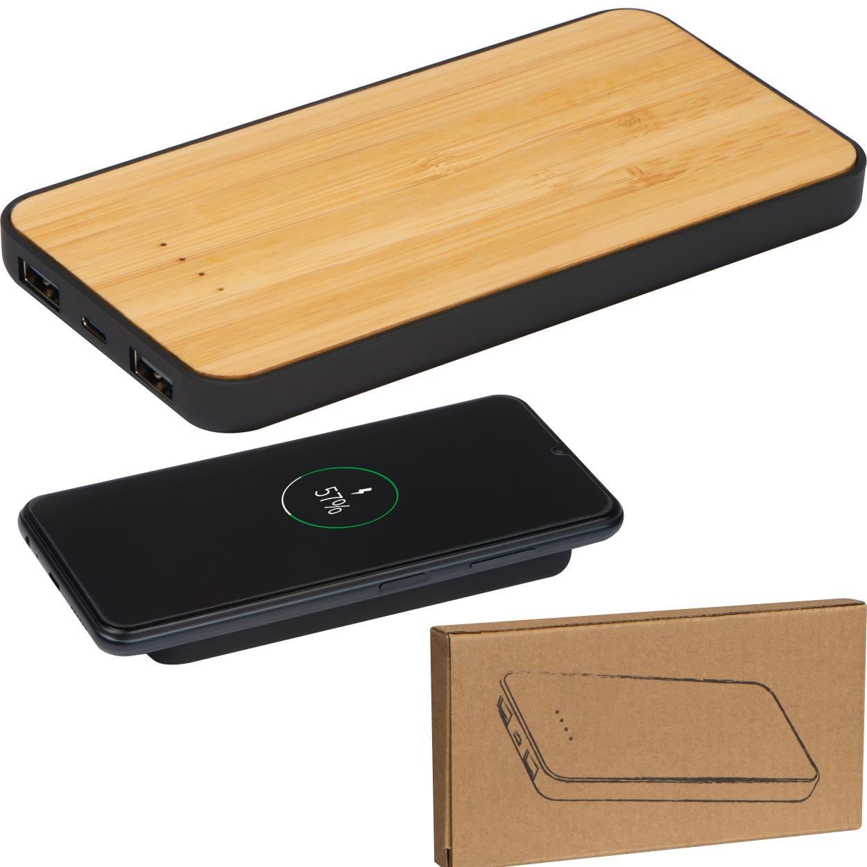Powerbank en draadloze oplader, 8000 mAh bedrukken