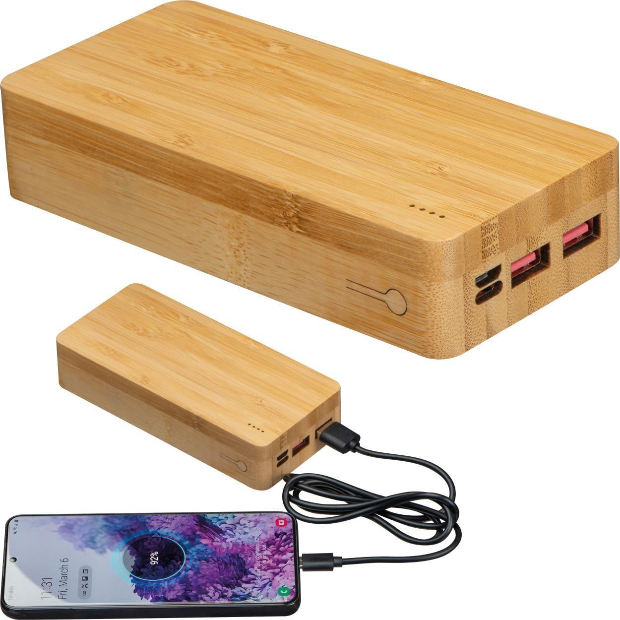 Powerbank van bamboe 20.000mAh bedrukken