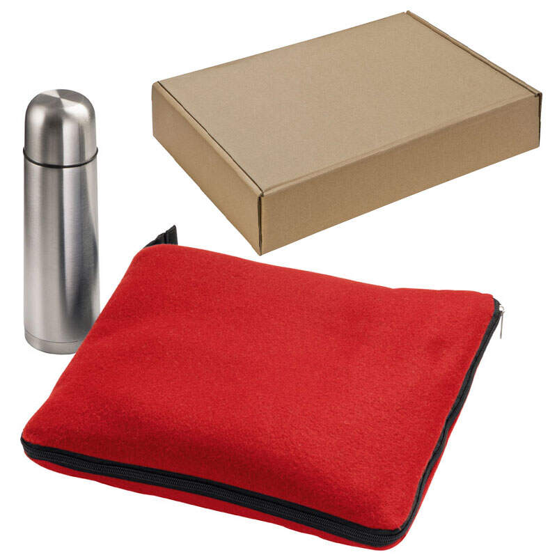 Set fleecedeken + thermoskan Liverpool rood Graveren 11082
