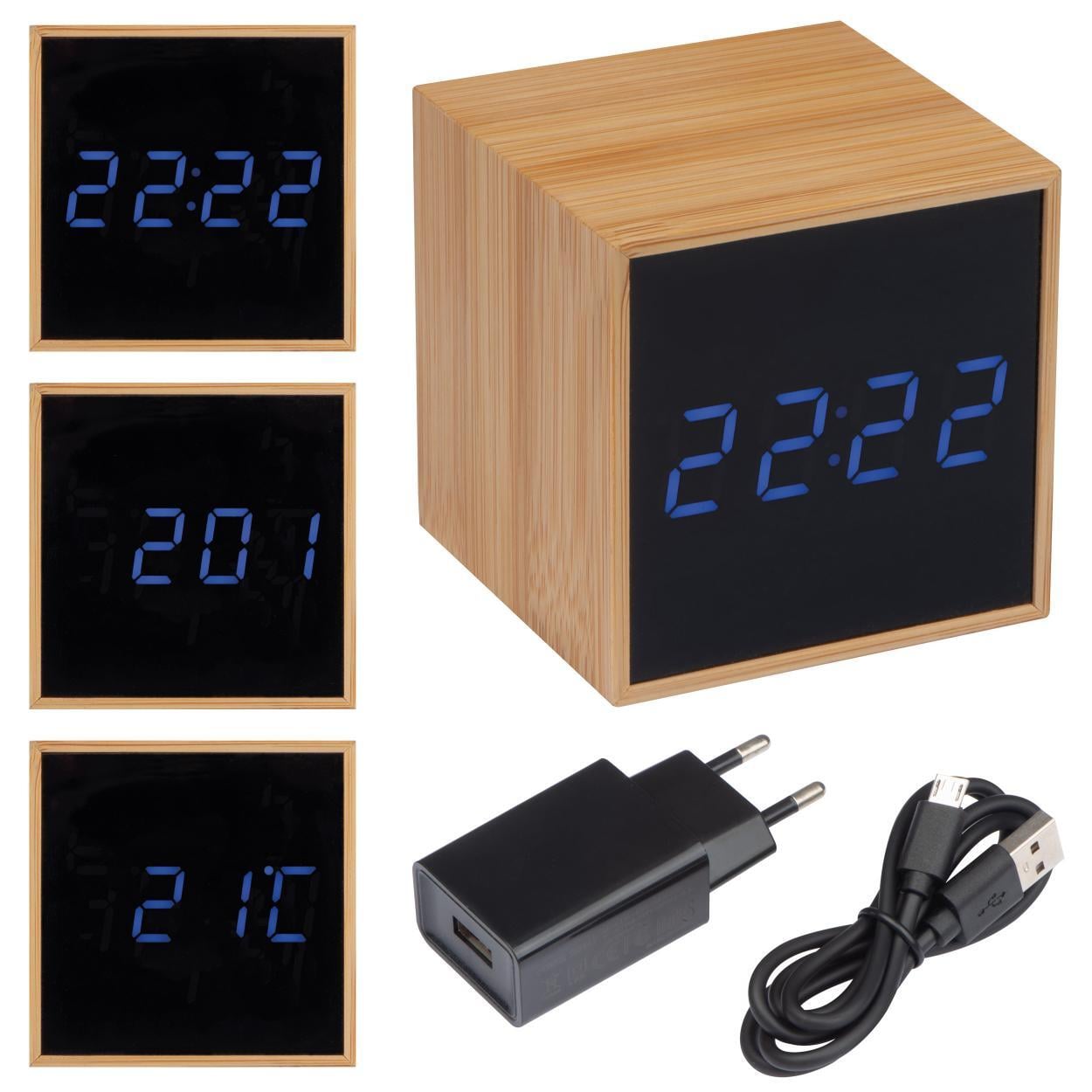 Bureauklok met zwart display en blauwe ledverlichting bedrukken