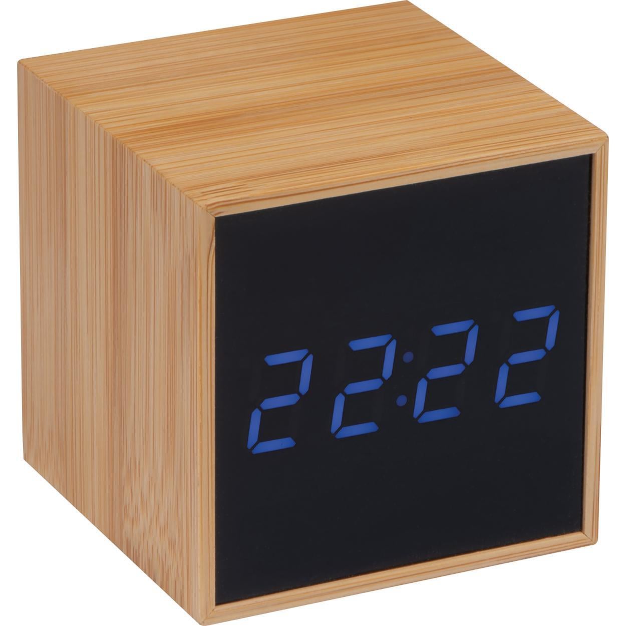 Bureauklok met zwart display en blauwe ledverlichting sample