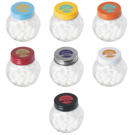 Glazen potje met mints bedrukken
