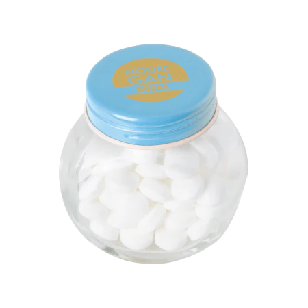 Glazen potje met mints lichtblauw 2 kleuren 4543