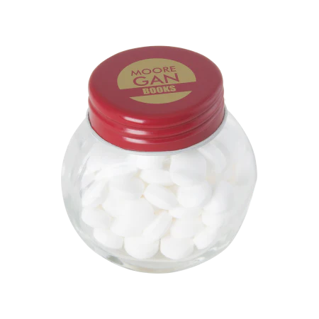 Glazen potje met mints geel 2 kleuren 4541