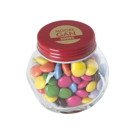 Glazen potje met chco carletties geel 2 kleuren 4505