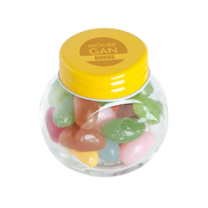 Glazen potje met jelly beans lichtblauw onbedrukt 4532