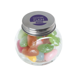 Glazen potje met jelly beans geel onbedrukt 4530