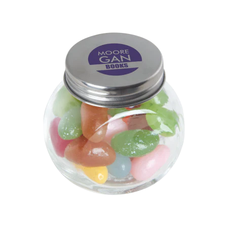 Glazen potje met jelly beans geel onbedrukt 4530