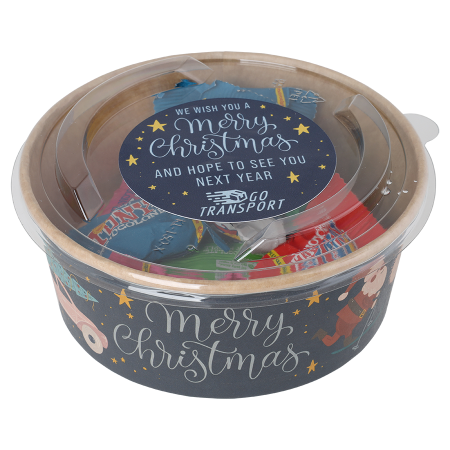 Kerst-bowl met pralin&eacute; chocolade afbreekbaar bedrukken