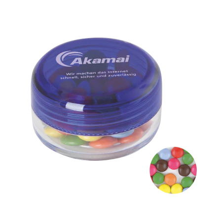 Rond potje met choco carletties donkerblauw 2 kleuren 10023