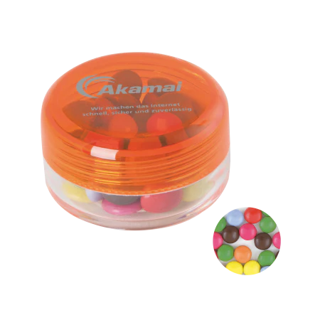 Rond potje met choco carletties lichtblauw 1 kleur 10028